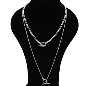 Solid Stainless Steel Lariat Chain Necklaces - Pair